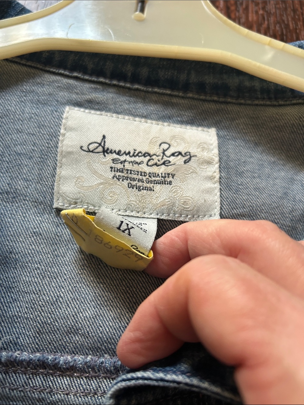 American Rag Light Blue Denim Short Sleeve Jacket - Picture 6 of 8